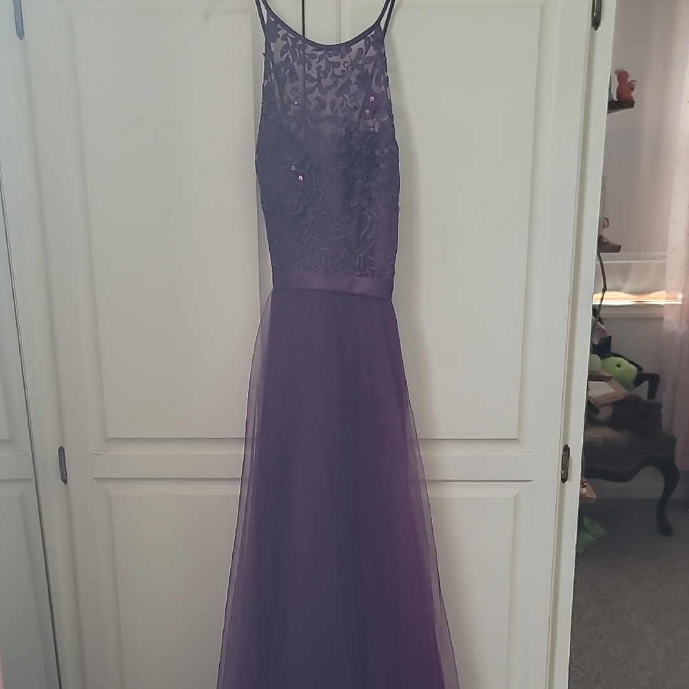 Elegant Purple Lace PromDress